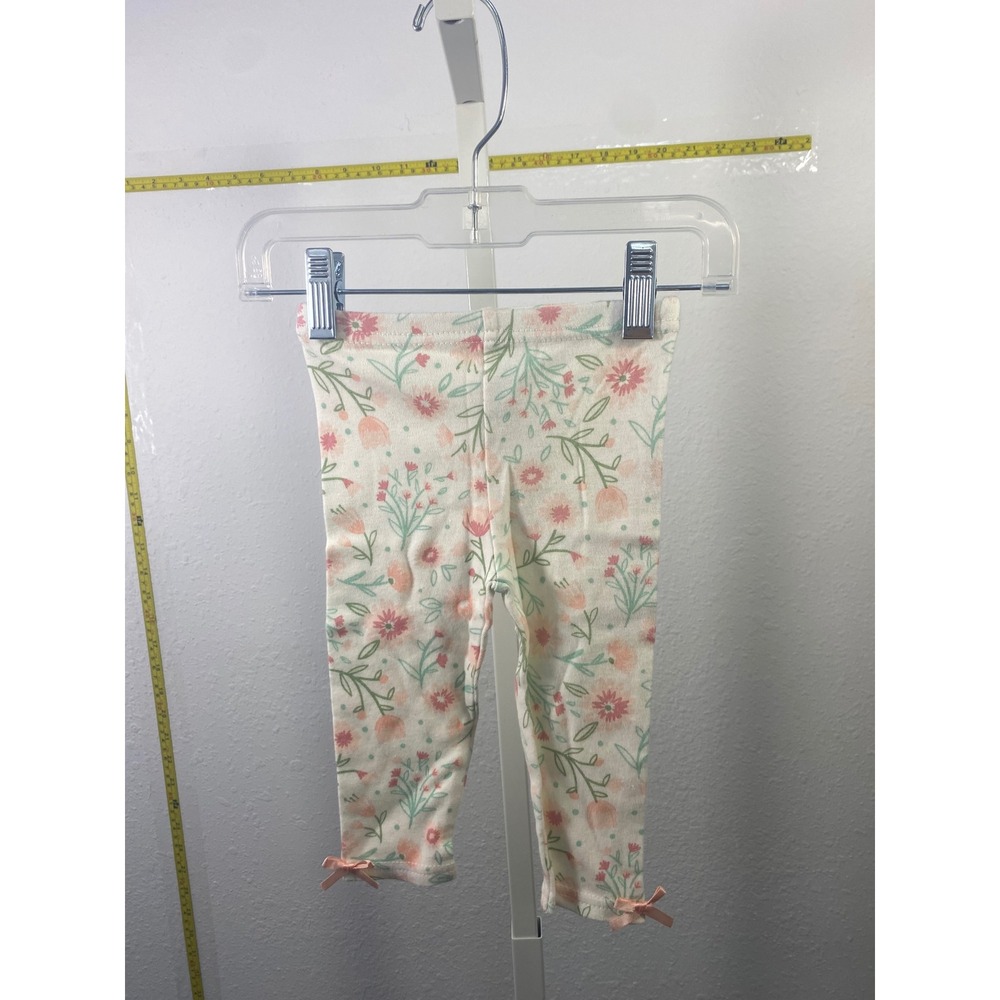 Little Beginnings Baby Girls Floral Leggings Pink Cream Bows 12 Months Cotton